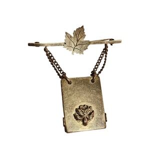 Georg Jensen USA Sterling‎ Silver Maple Leaf Notepad Chatelaine Brooch Pin
